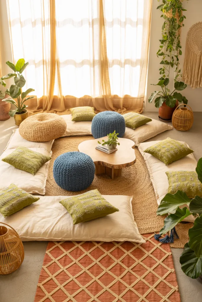 Blue Boho Poufs