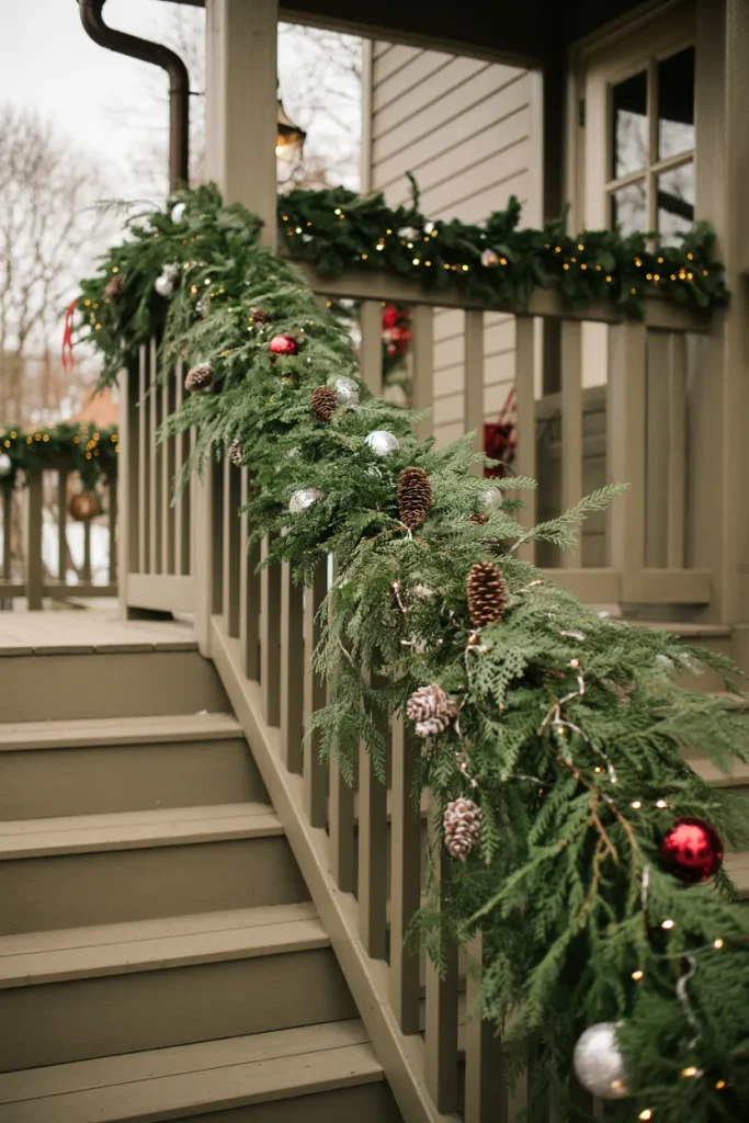 porch railing christmas lights ideas
