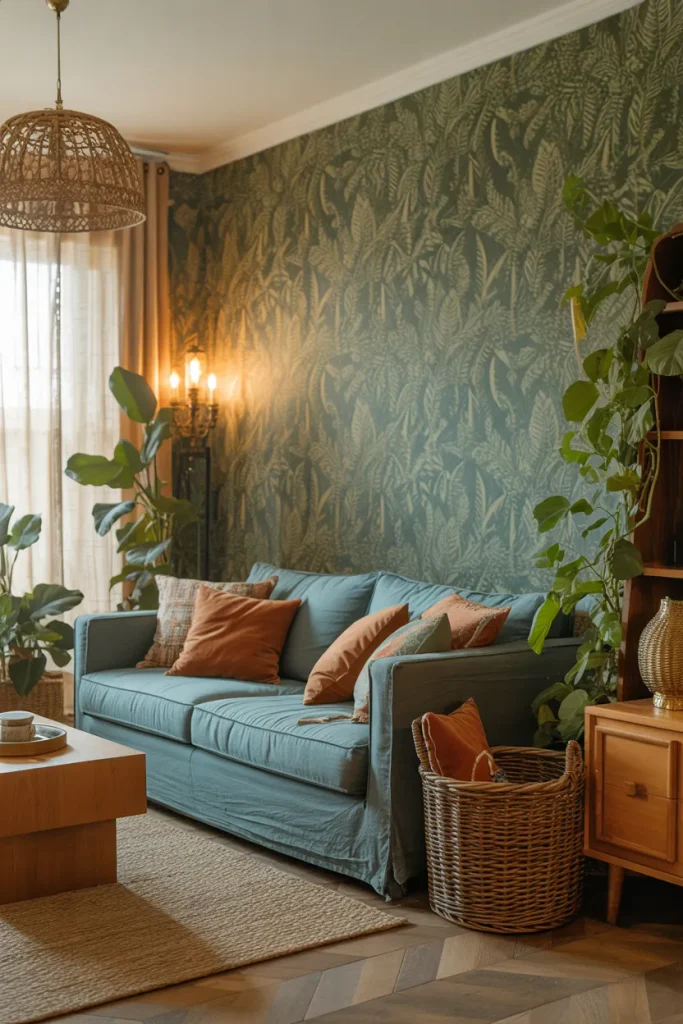 Green Patterned Wallpaper