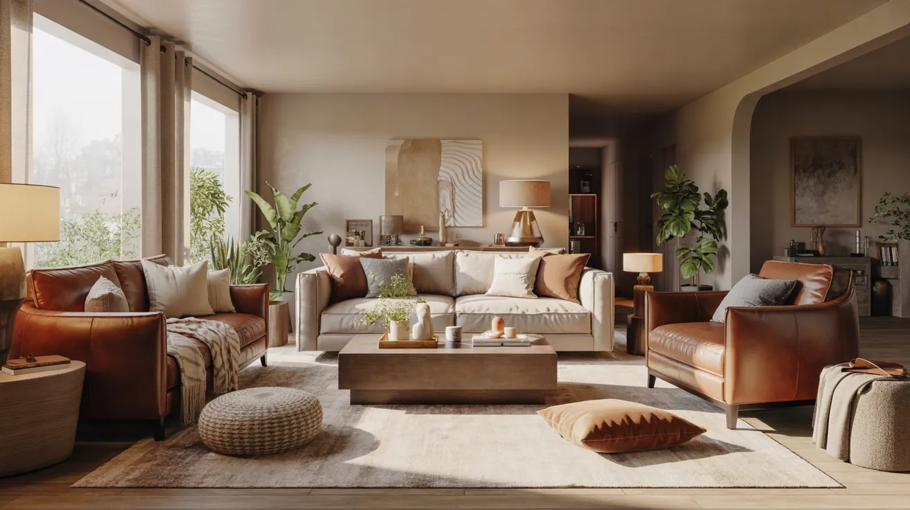 brown and beige living rooms