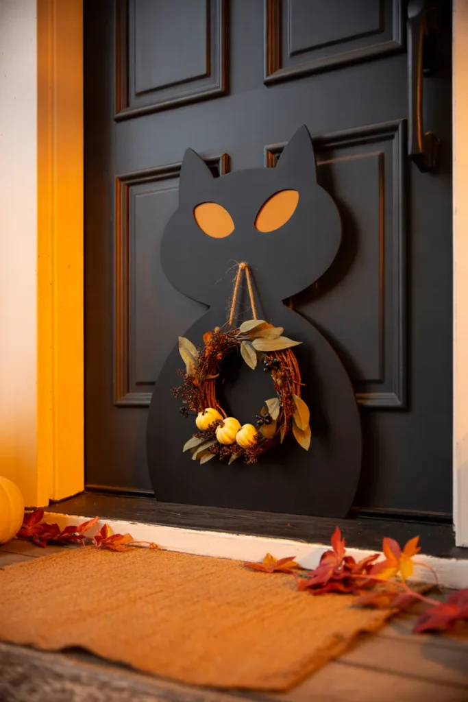 Black Cat Door Decor