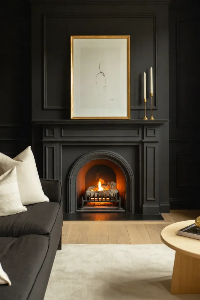 Black Fireplace Styling