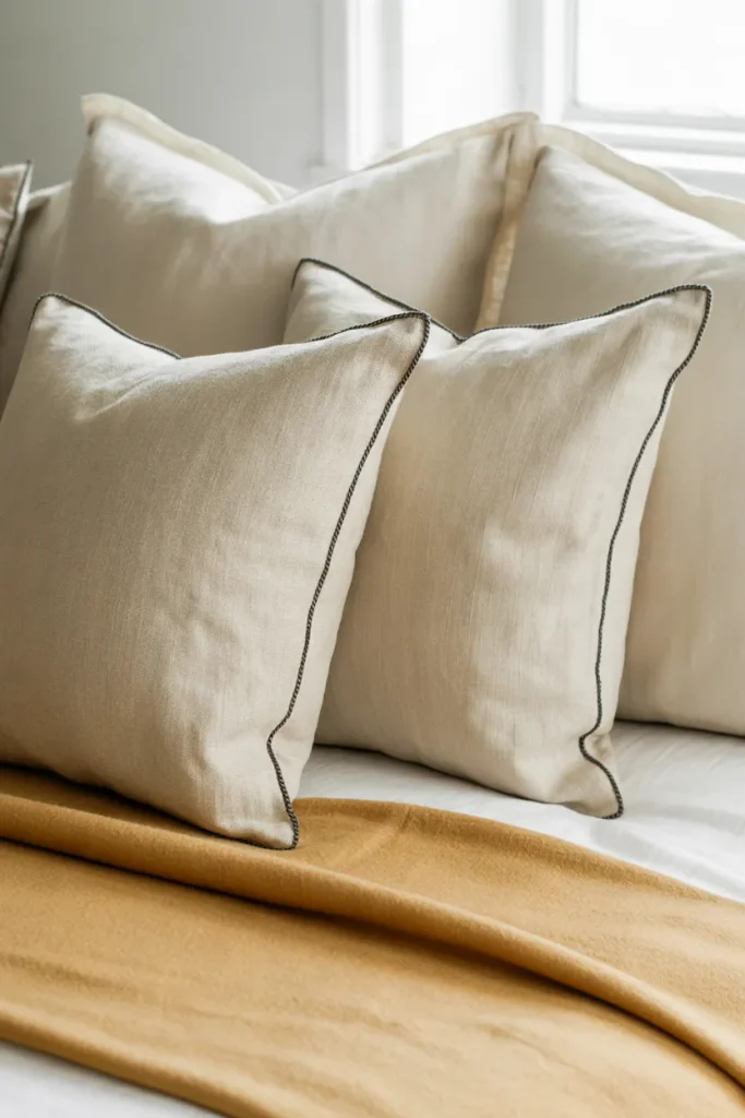 Black Piped Cream Cushions