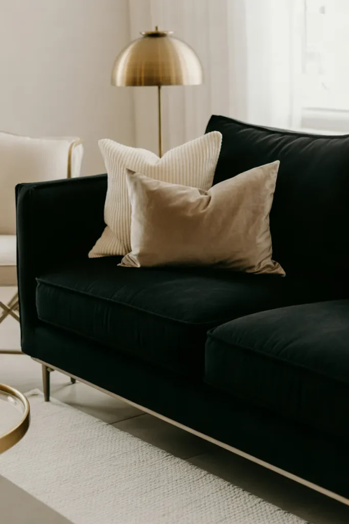 Black Velvet Sofa