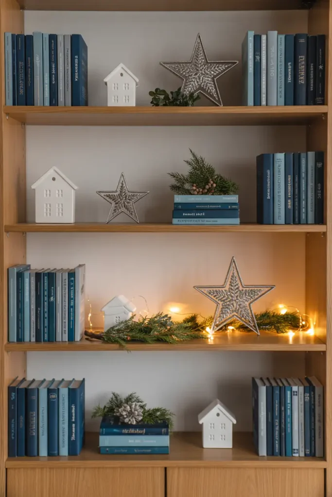 Blue Christmas Bookcase