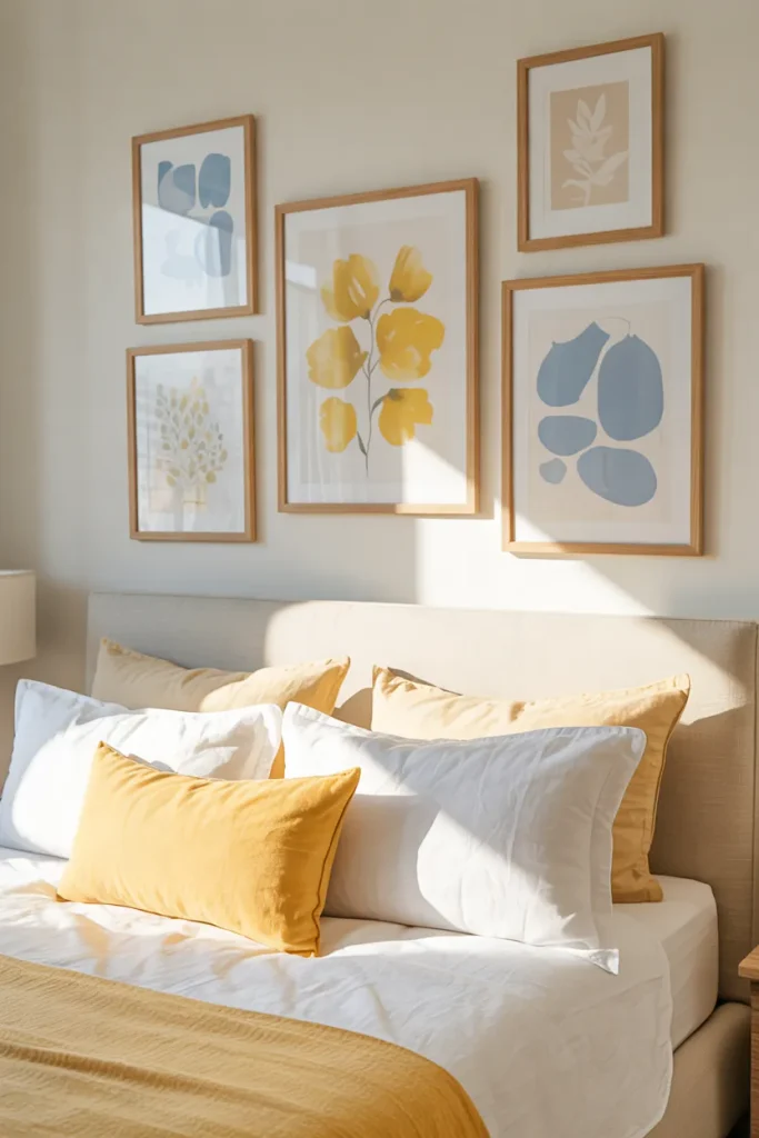 Blue and Yellow Gallery Wall