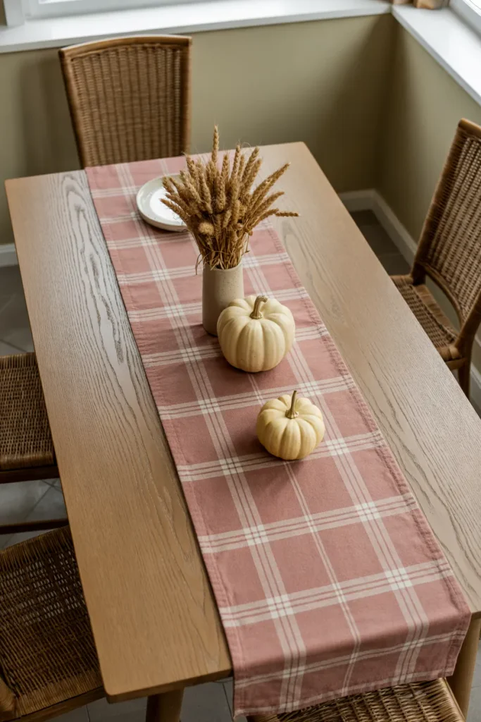Blush Plaid Table Runner