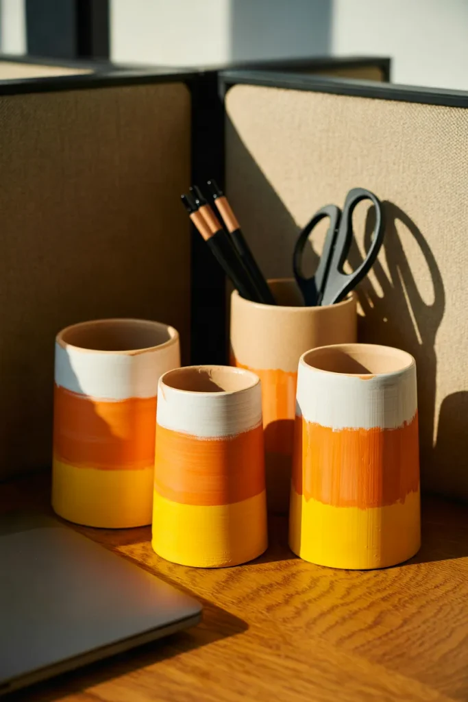 Candy Corn Pencil Cups