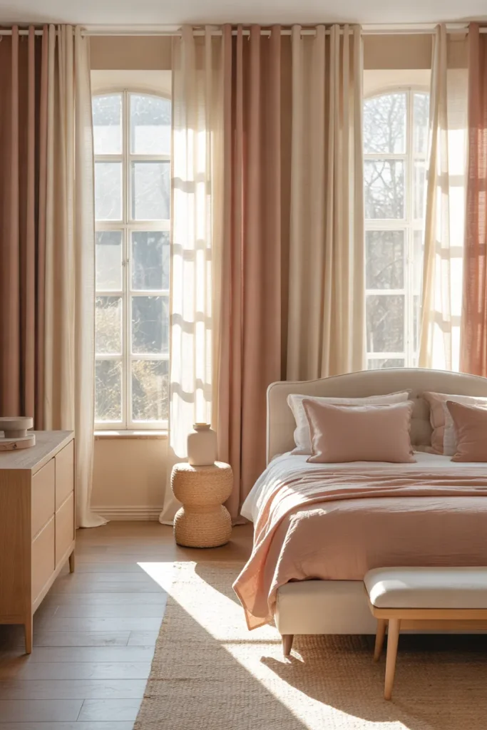 Cream and Rose Curtains