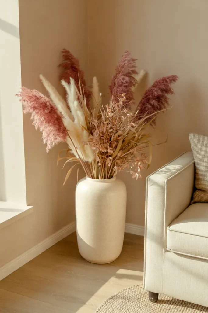 Dusty Pink Pampas Vase