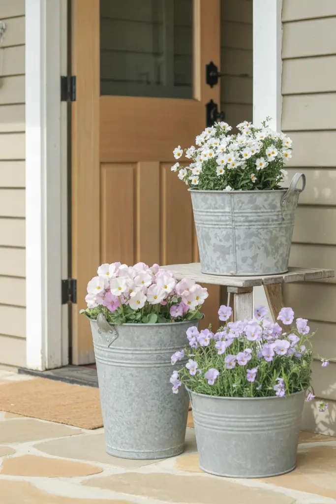 Galvanized Flower Buckets