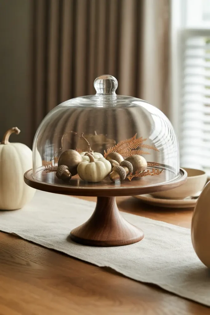 Gilded Acorn Glass Cloche