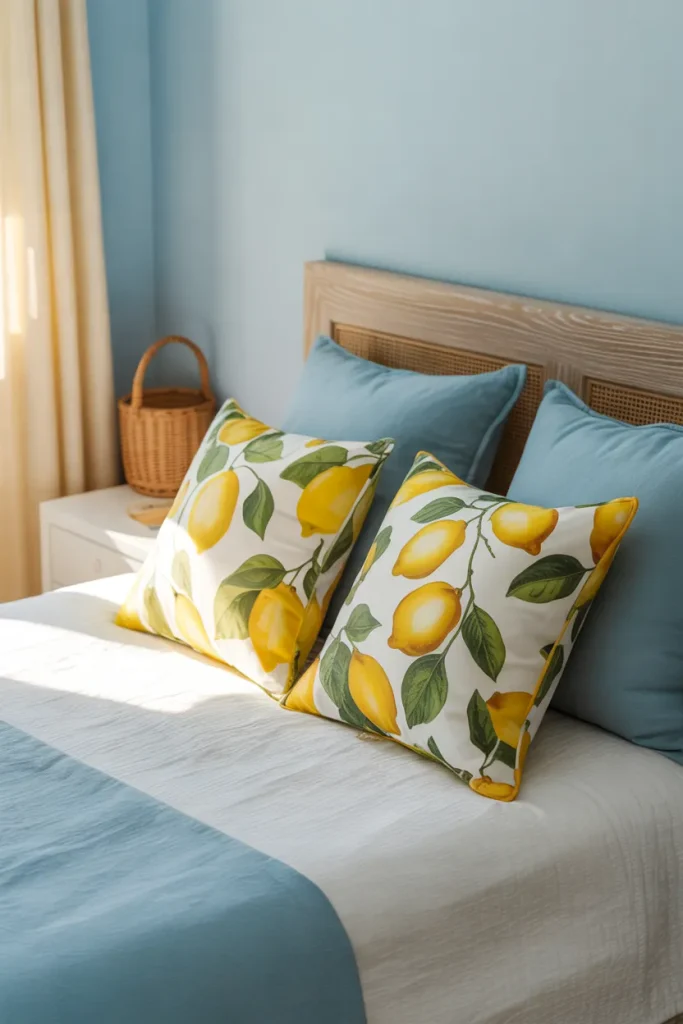 Lemon Print Accent Pillows