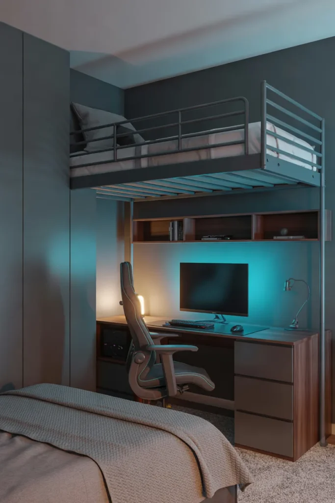 Loft Bed Gaming Station