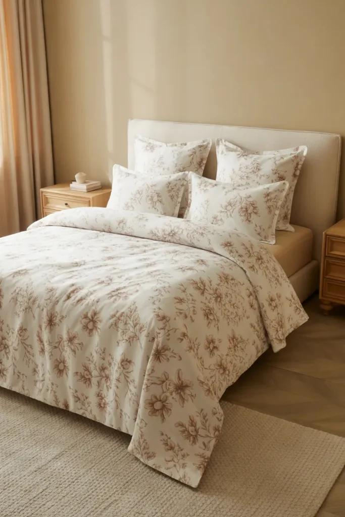 Neutral Floral Bedding