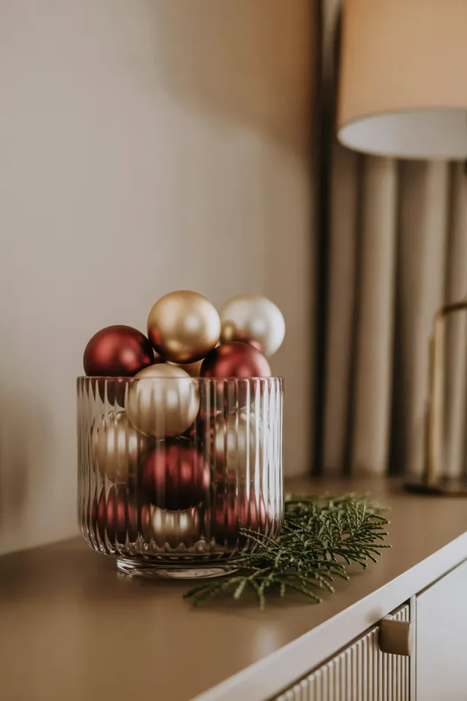 Ornament Filled Glass Vase