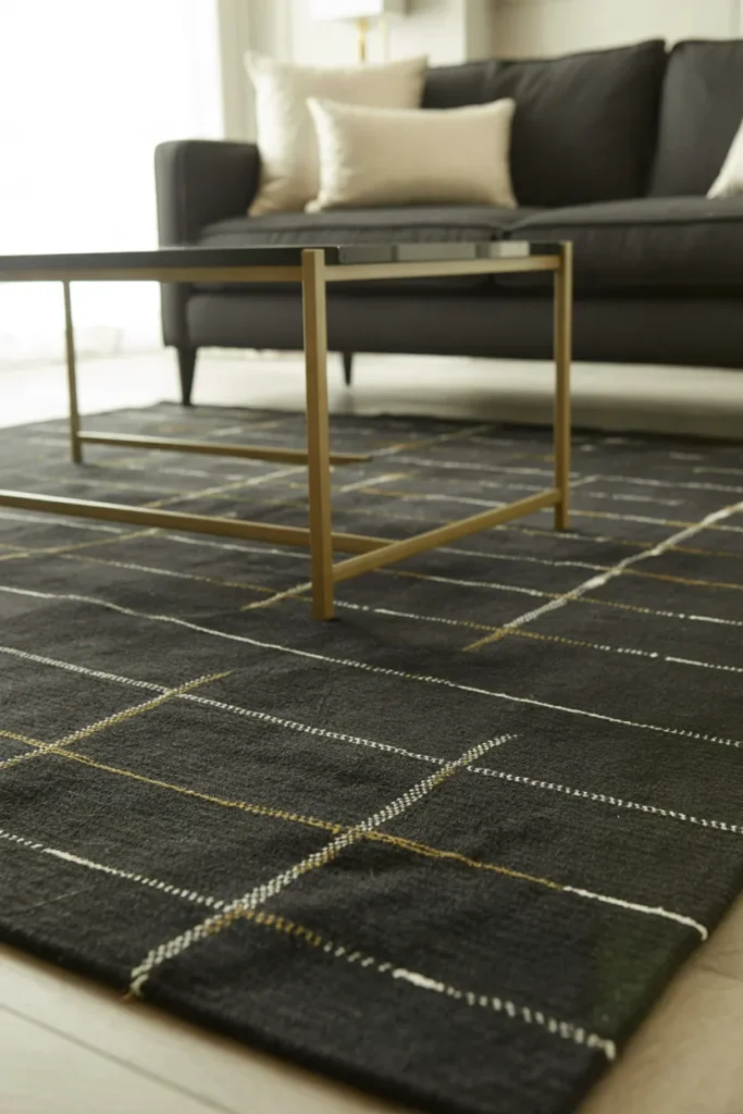 Patterned Black Rug