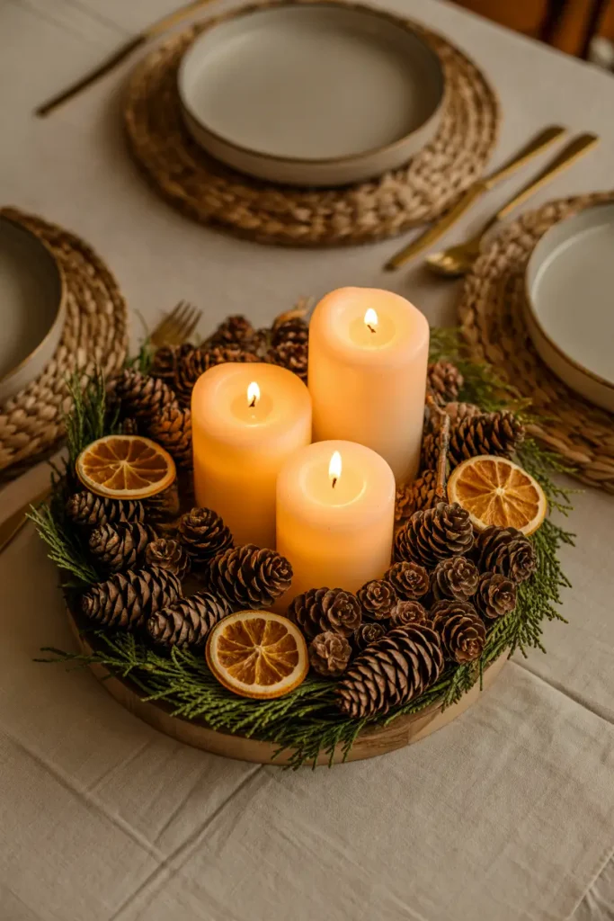 Pinecone Candle Wreath