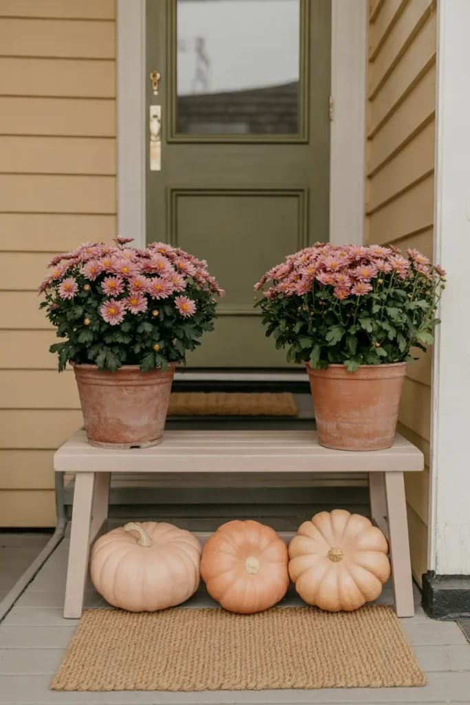 Pink Chrysanthemum Porch Pots