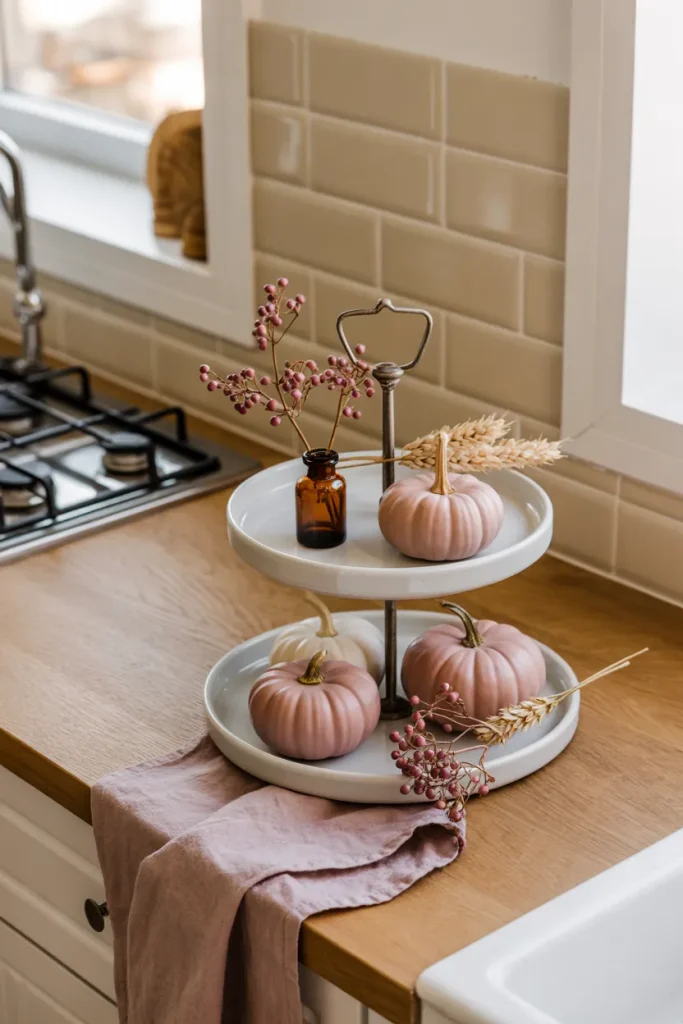 Pink Fall Tiered Tray