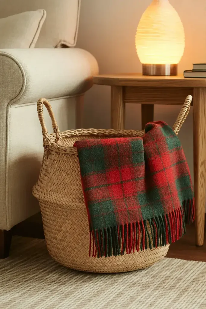 Plaid Blanket Basket