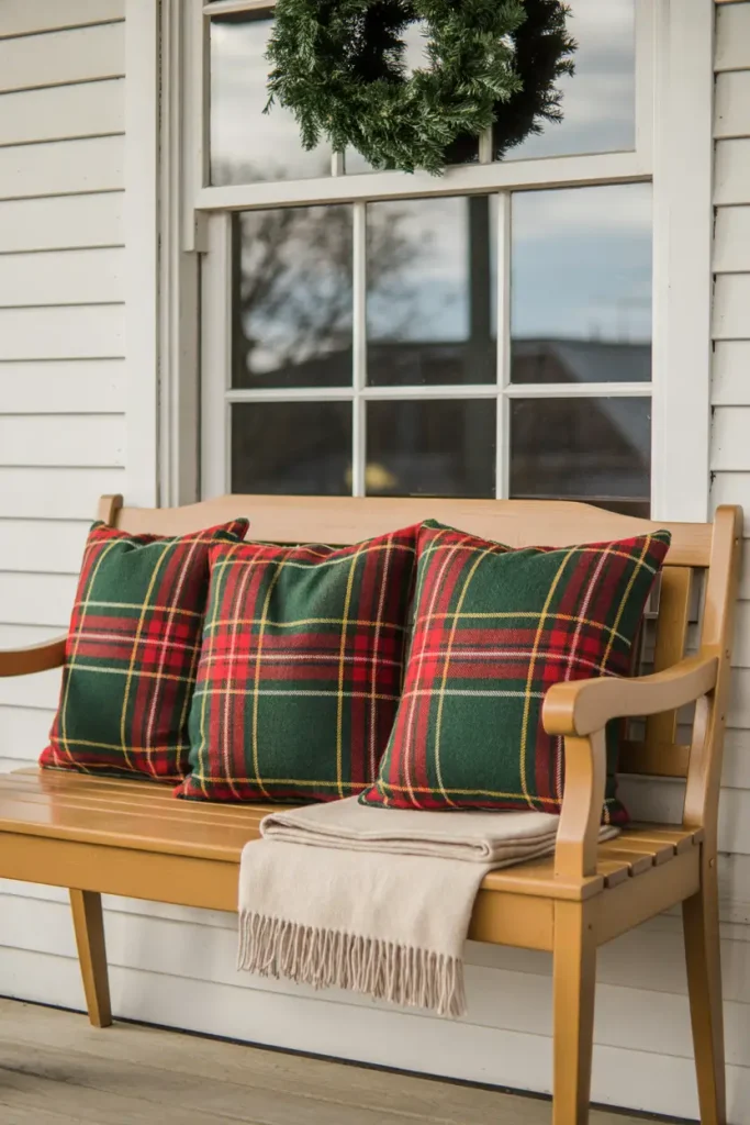 Plaid Porch Bench