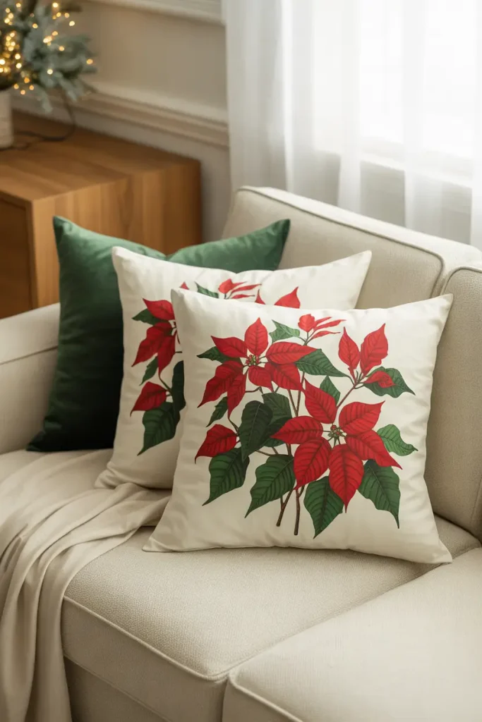 Poinsettia Print Cushions