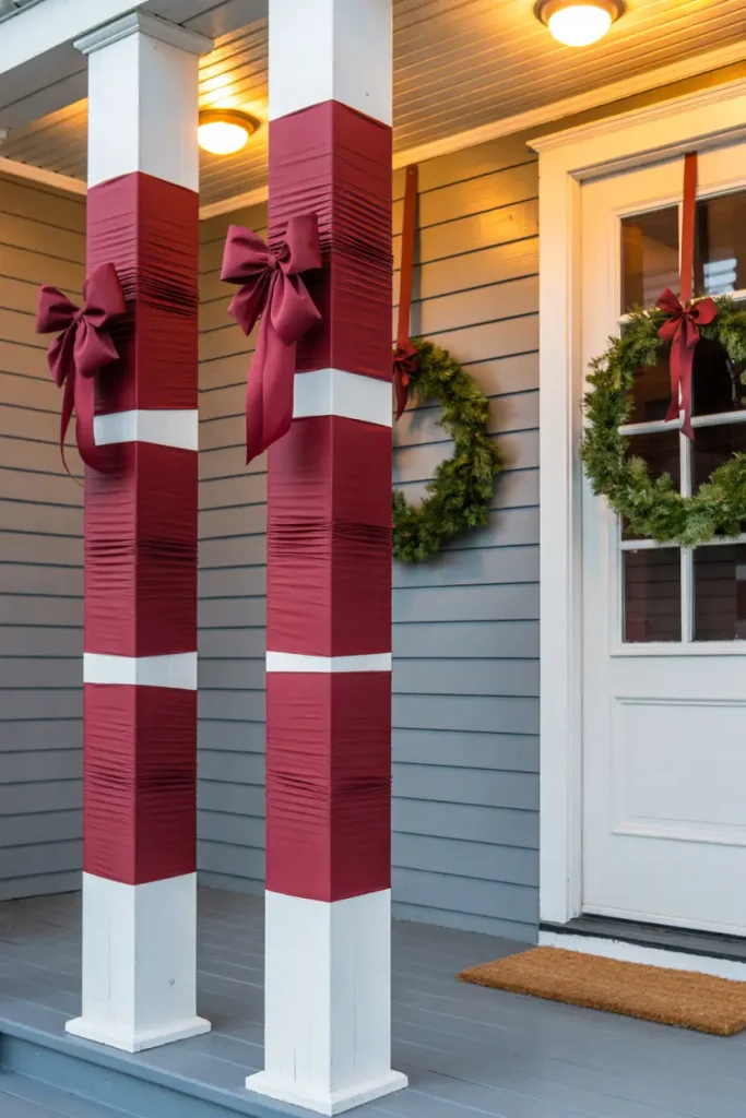 Ribbon-Wrapped Porch Columns