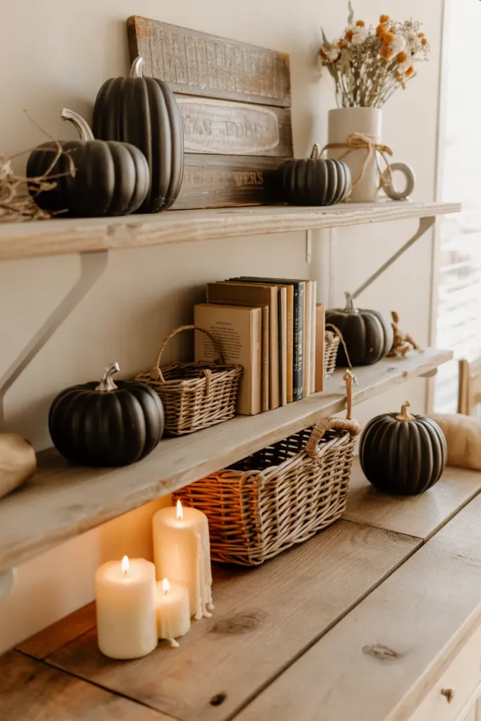 Rustic Halloween Shelves