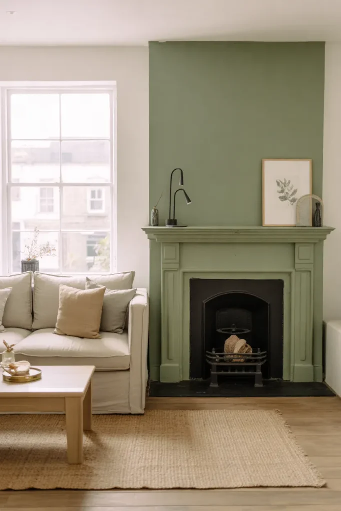 Sage Green Fireplace Wall