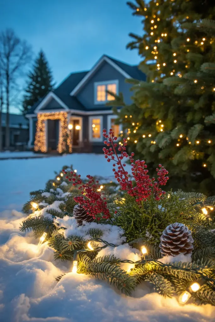 Snowy Evergreen Border
