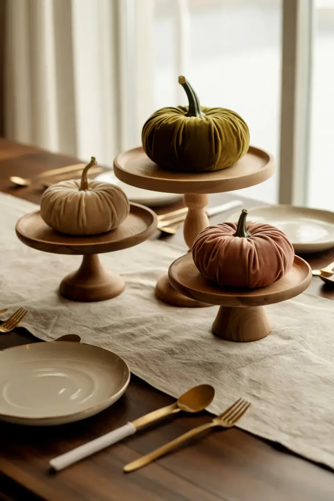 Velvet Pumpkin Pedestals