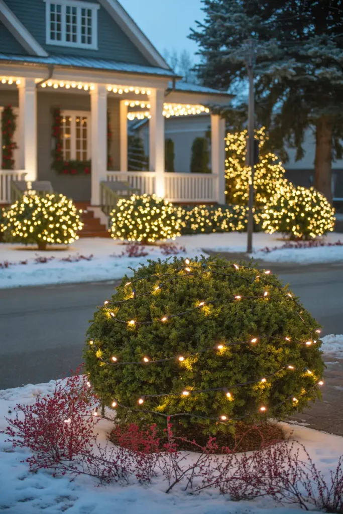 Warm Shrub Lighting