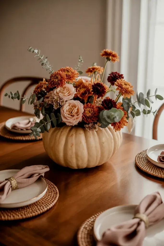 White Pumpkin Flower Vase