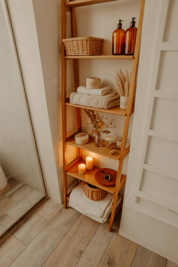 Wooden Ladder Shelves