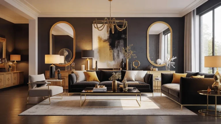 black and gold living room ideas