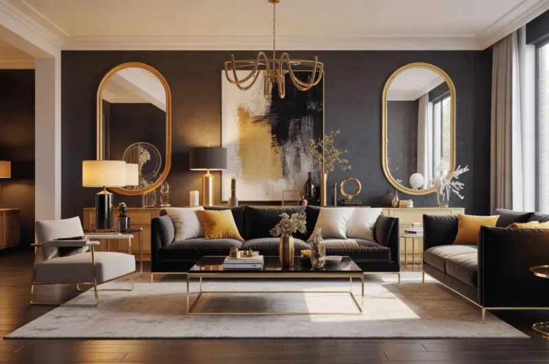 black and gold living room ideas