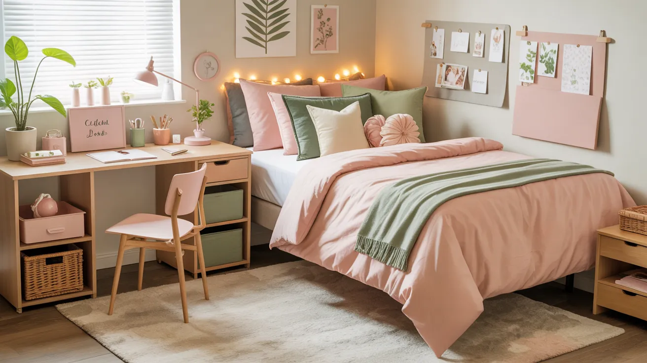 pink and green dorm ideas