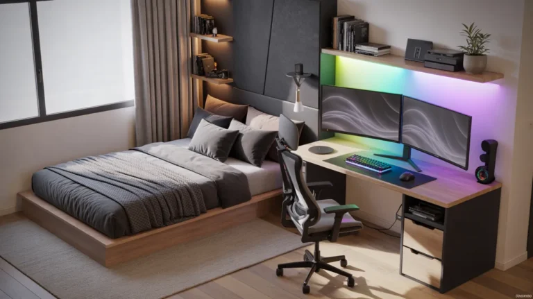 small gaming room ideas with bed