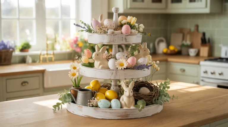 spring tiered tray decor
